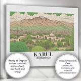 Scenic Kabul Afghanistan Mountain City Panorama Travel Poster Canvas Wall Art Print Decor Picture Ready to Hang