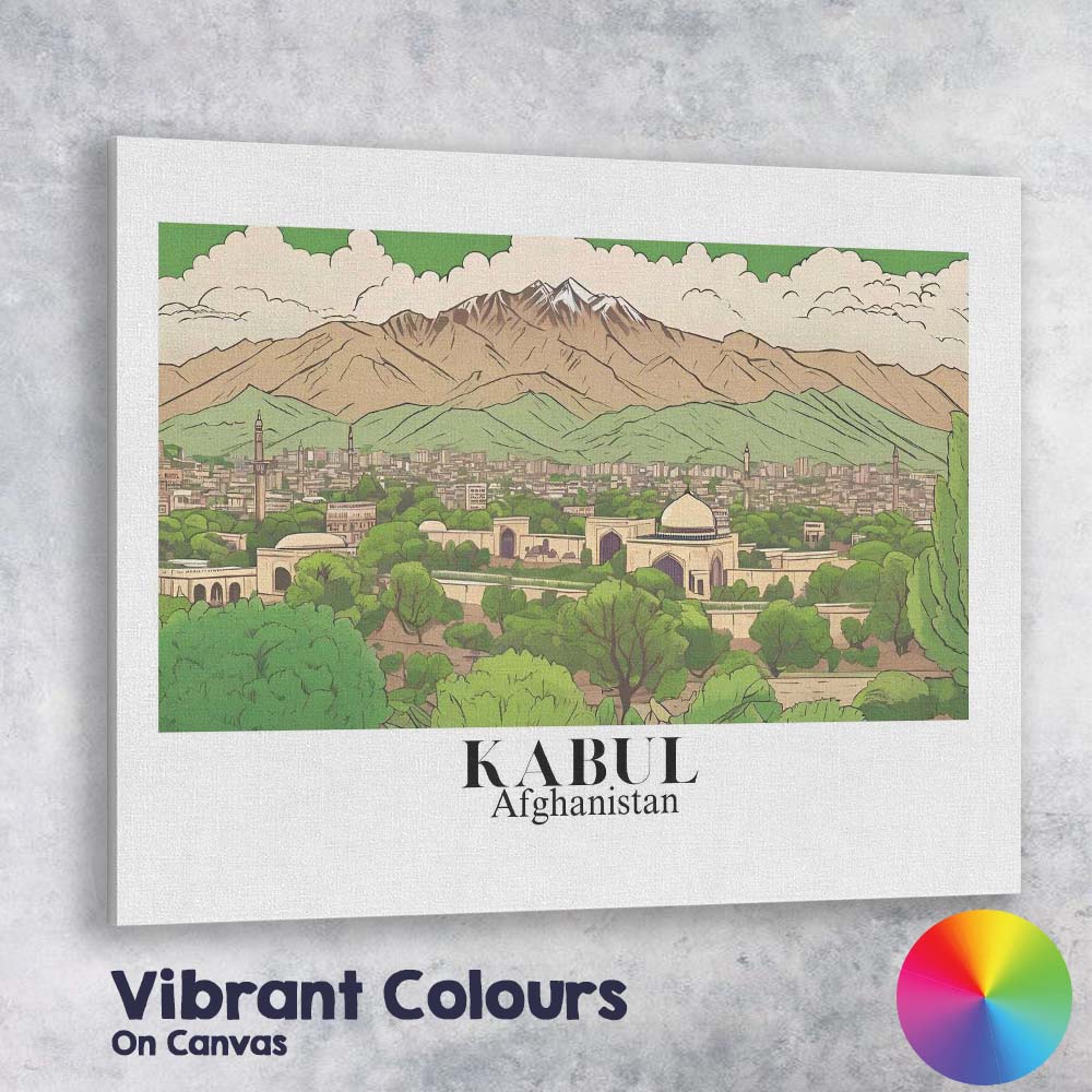 Scenic Kabul Afghanistan Mountain City Panorama Travel Poster Canvas Wall Art Print Decor Picture Ready to Hang