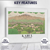 Scenic Kabul Afghanistan Mountain City Panorama Travel Poster Canvas Wall Art Print Decor Picture Ready to Hang