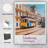 Classic Lisbon Portugal Yellow Tram Historic Street Travel Poster Canvas Wall Art Print Decor Picture Ready to Hang