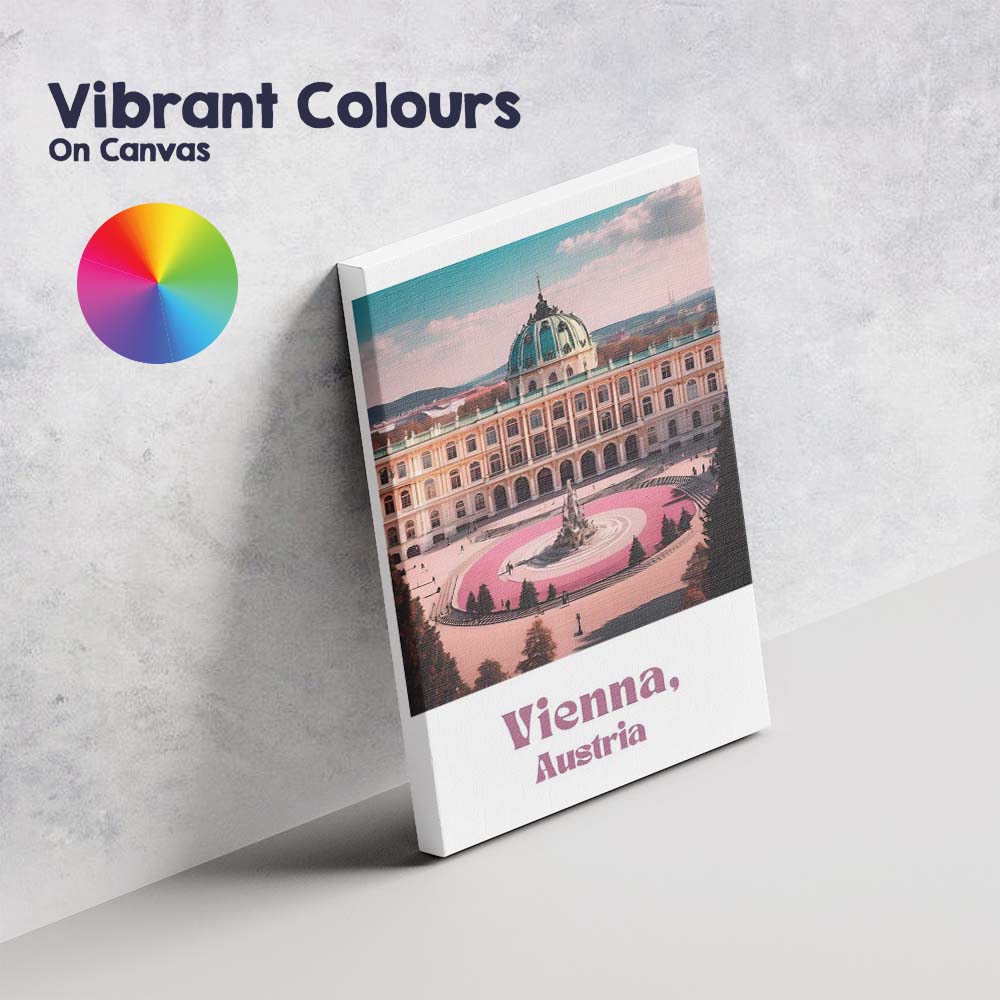 Elegant Vienna Austria Baroque Palace Fountain Travel Poster Canvas Wall Art Print Decor Picture Ready to Hang