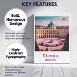 Elegant Vienna Austria Baroque Palace Fountain Travel Poster Canvas Wall Art Print Decor Picture Ready to Hang