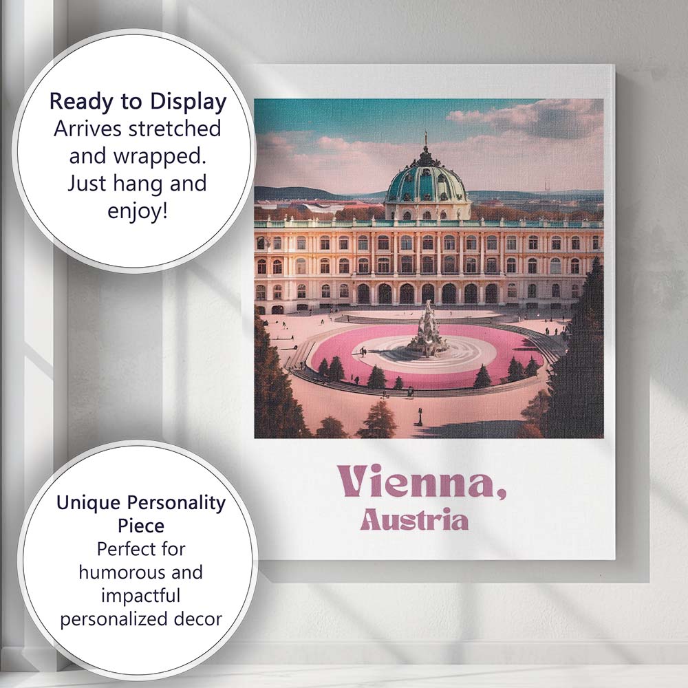 Elegant Vienna Austria Baroque Palace Fountain Travel Poster Canvas Wall Art Print Decor Picture Ready to Hang
