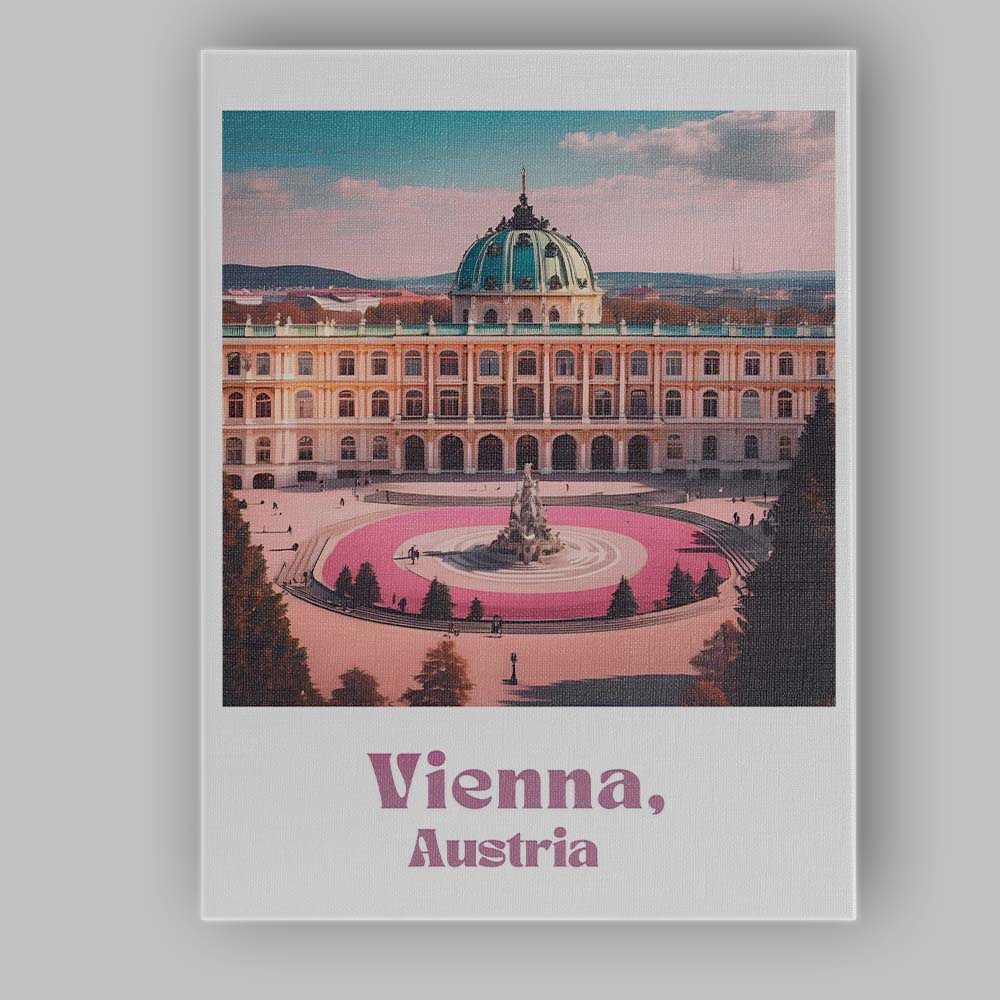 Elegant Vienna Austria Baroque Palace Fountain Travel Poster Canvas Wall Art Print Decor Picture Ready to Hang