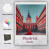 Flamenco Dancer Madrid Spain Historic Plaza Travel Poster Canvas Wall Art Print Decor Picture Ready to Hang