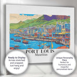 Colourful Port Louis Mauritius Harbour Waterfront Travel Poster Canvas Wall Art Print Decor Picture Ready to Hang
