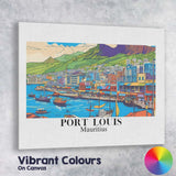 Colourful Port Louis Mauritius Harbour Waterfront Travel Poster Canvas Wall Art Print Decor Picture Ready to Hang