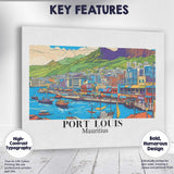 Colourful Port Louis Mauritius Harbour Waterfront Travel Poster Canvas Wall Art Print Decor Picture Ready to Hang