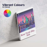Vibrant New York City USA Statue of Liberty Night Skyline Travel Poster Canvas Wall Art Print Decor Picture Ready to Hang