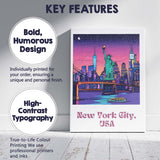 Vibrant New York City USA Statue of Liberty Night Skyline Travel Poster Canvas Wall Art Print Decor Picture Ready to Hang