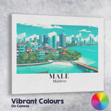 Tropical Male Maldives Waterfront Skyline Travel Poster Canvas Wall Art Print Decor Picture Ready to Hang