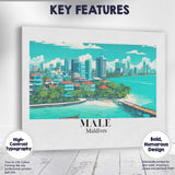 Tropical Male Maldives Waterfront Skyline Travel Poster Canvas Wall Art Print Decor Picture Ready to Hang