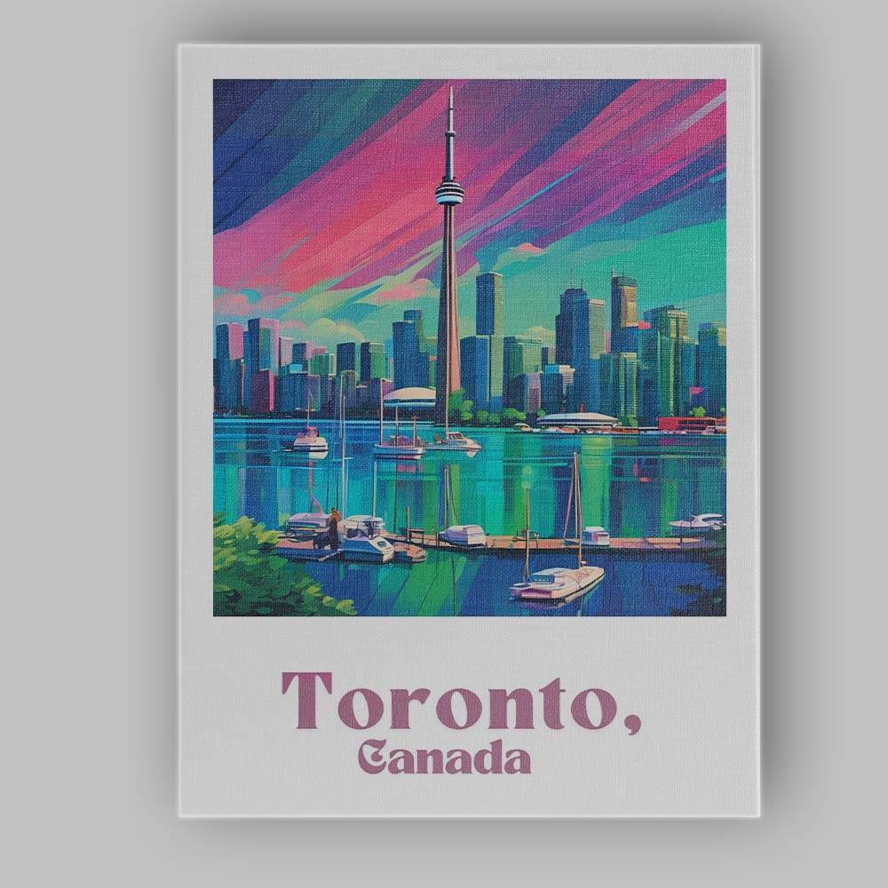 Modern Toronto Skyline CN Tower Waterfront Travel Poster Canvas Wall Art Print Decor Picture Ready to Hang