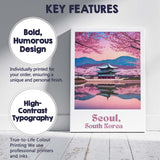 Cherry Blossom Seoul Palace Reflection Spring Travel Poster Canvas Wall Art Print Decor Picture Ready to Hang