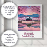 Cherry Blossom Seoul Palace Reflection Spring Travel Poster Canvas Wall Art Print Decor Picture Ready to Hang