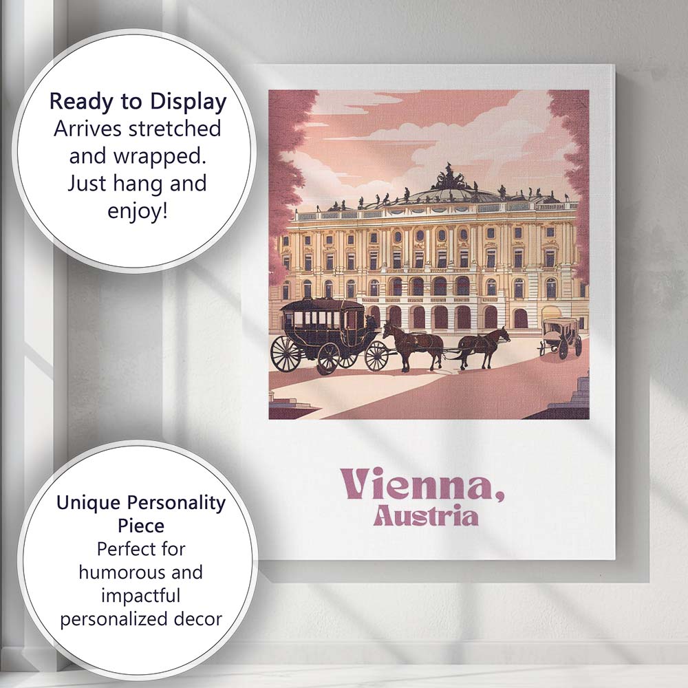 Elegant Vienna Historic Palace Horse Carriage Travel Poster Canvas Wall Art Print Decor Picture Ready to Hang