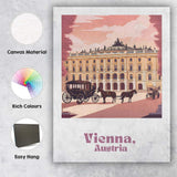 Elegant Vienna Historic Palace Horse Carriage Travel Poster Canvas Wall Art Print Decor Picture Ready to Hang