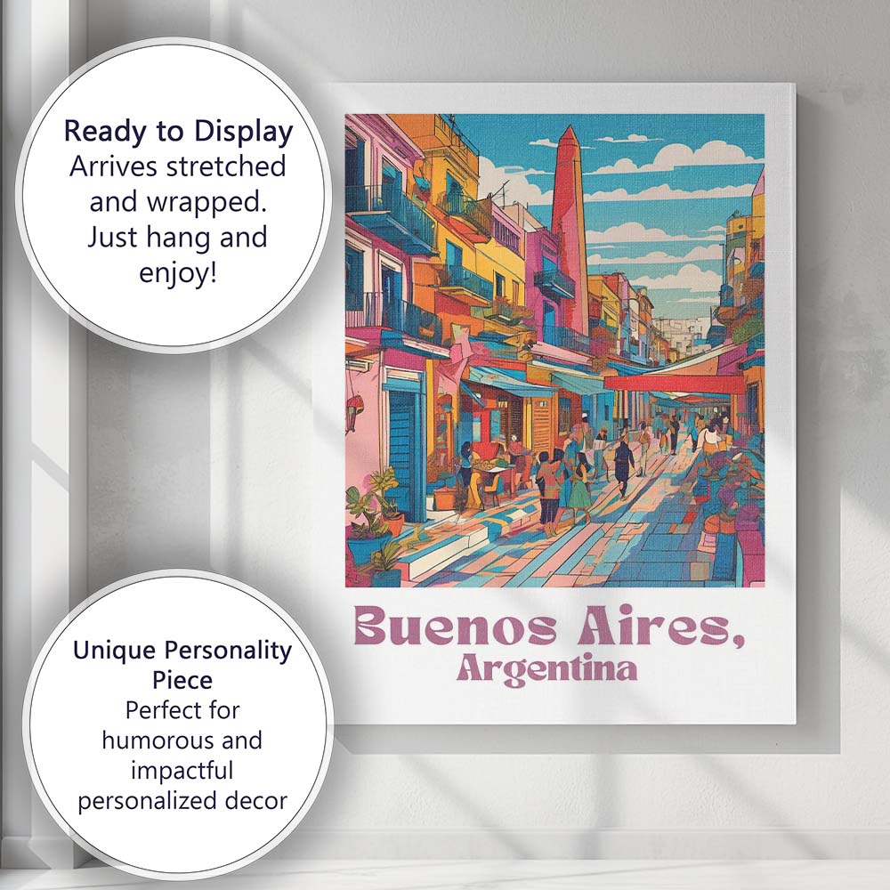 Colourful Buenos Aires La Boca Street Travel Poster Canvas Wall Art Print Decor Picture Ready to Hang