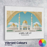 Grand Ashgabat White Marble Mosque Architecture Travel Poster Canvas Wall Art Print Decor Picture Ready to Hang