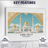 Grand Ashgabat White Marble Mosque Architecture Travel Poster Canvas Wall Art Print Decor Picture Ready to Hang