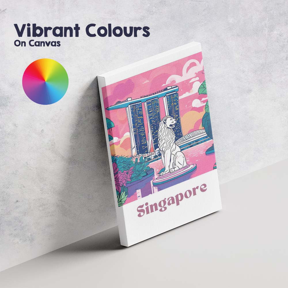 Singapore Marina Bay Merlion Landmark Modern Travel Poster Canvas Wall Art Print Decor Picture Ready to Hang