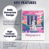 Singapore Marina Bay Merlion Landmark Modern Travel Poster Canvas Wall Art Print Decor Picture Ready to Hang