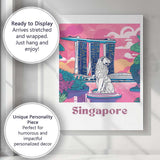 Singapore Marina Bay Merlion Landmark Modern Travel Poster Canvas Wall Art Print Decor Picture Ready to Hang