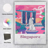 Singapore Marina Bay Merlion Landmark Modern Travel Poster Canvas Wall Art Print Decor Picture Ready to Hang