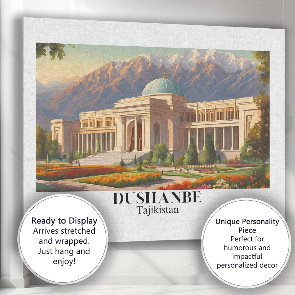 Scenic Dushanbe Mountain Palace Landscape Travel Poster Canvas Wall Art Print Decor Picture Ready to Hang