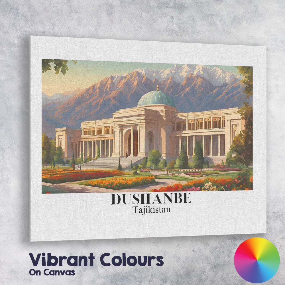 Scenic Dushanbe Mountain Palace Landscape Travel Poster Canvas Wall Art Print Decor Picture Ready to Hang
