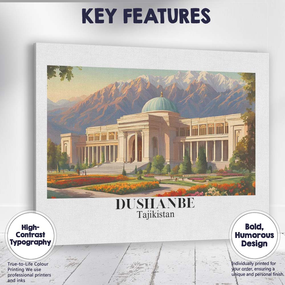 Scenic Dushanbe Mountain Palace Landscape Travel Poster Canvas Wall Art Print Decor Picture Ready to Hang