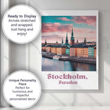 Stockholm Waterfront Old Town Pastel Sunset Travel Poster Canvas Wall Art Print Decor Picture Ready to Hang