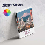 Tokyo Japan Mount Fuji Neon City Skyline Travel Poster Canvas Wall Art Print Decor Picture Ready to Hang