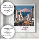 Tokyo Japan Mount Fuji Neon City Skyline Travel Poster Canvas Wall Art Print Decor Picture Ready to Hang