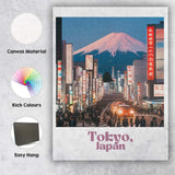 Tokyo Japan Mount Fuji Neon City Skyline Travel Poster Canvas Wall Art Print Decor Picture Ready to Hang
