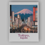 Tokyo Japan Mount Fuji Neon City Skyline Travel Poster Canvas Wall Art Print Decor Picture Ready to Hang