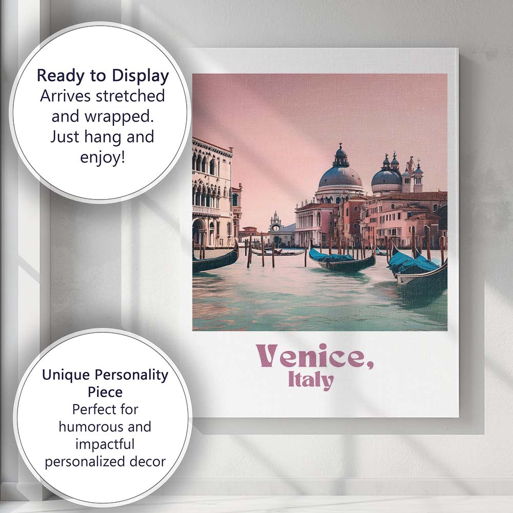 Venice Italy Grand Canal Gondolas Historic Architecture Travel Poster Canvas Wall Art Print Decor Picture Ready to Hang