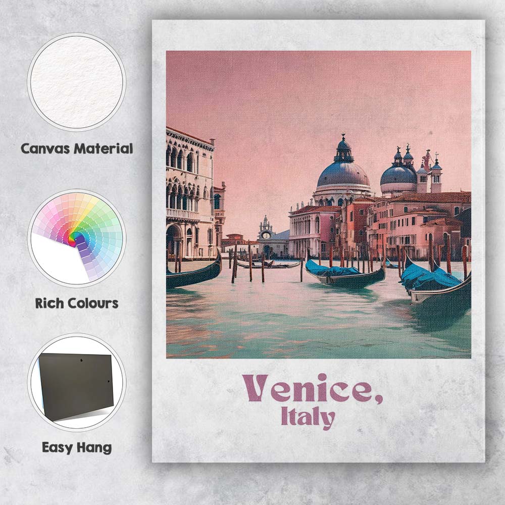 Venice Italy Grand Canal Gondolas Historic Architecture Travel Poster Canvas Wall Art Print Decor Picture Ready to Hang