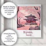 Kyoto Japan Cherry Blossom Temple Spring Landscape Travel Poster Canvas Wall Art Print Decor Picture Ready to Hang