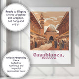 Casablanca Morocco Traditional Medina Mosque Market Street Travel Poster Canvas Wall Art Print Decor Picture Ready to Hang