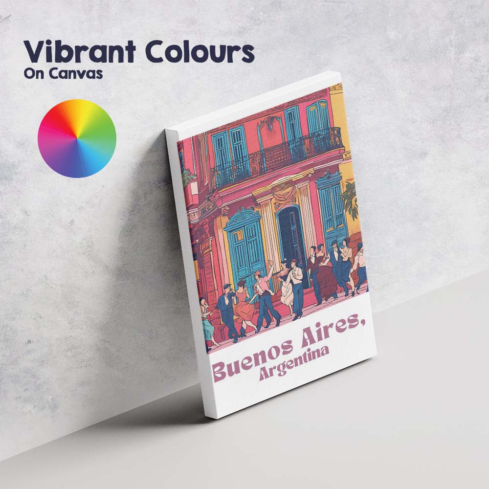 Buenos Aires Argentina Colourful Tango Street Colonial Architecture Travel Poster Canvas Wall Art Print Decor Picture Ready to Hang