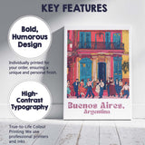 Buenos Aires Argentina Colourful Tango Street Colonial Architecture Travel Poster Canvas Wall Art Print Decor Picture Ready to Hang