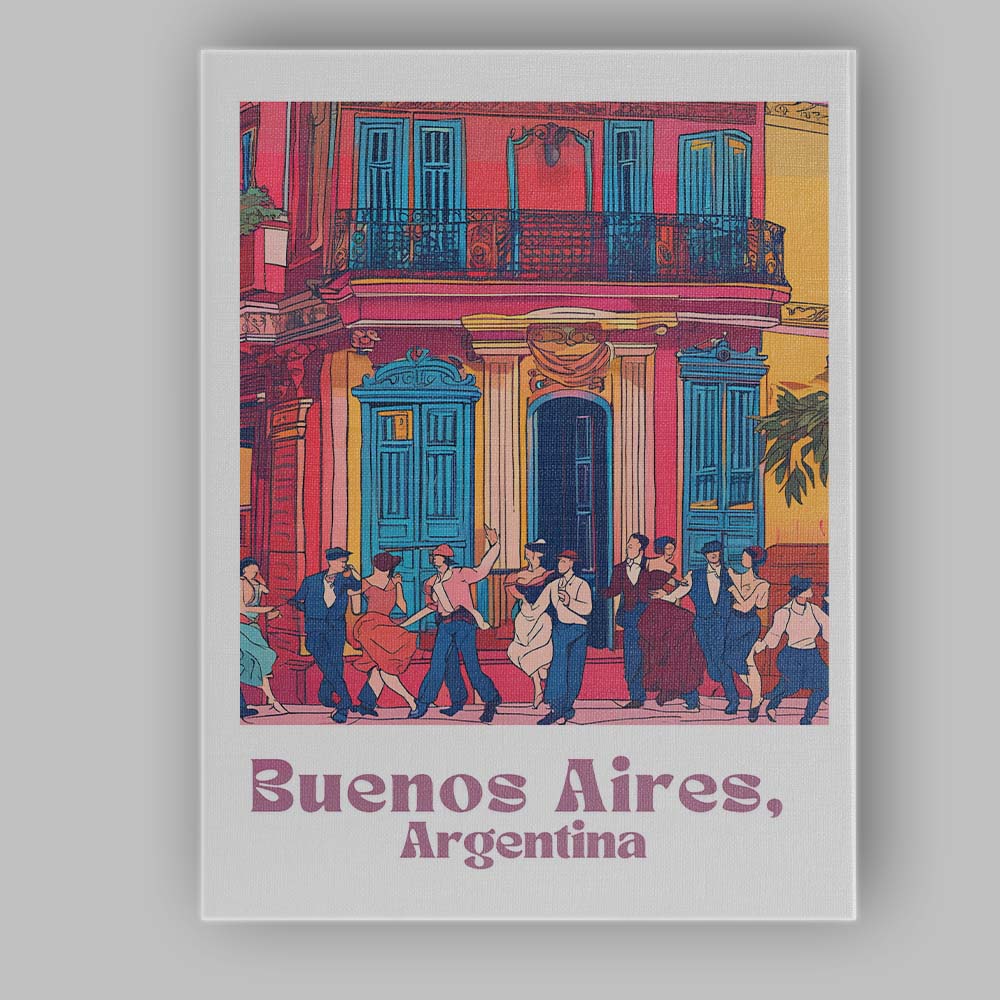 Buenos Aires Argentina Colourful Tango Street Colonial Architecture Travel Poster Canvas Wall Art Print Decor Picture Ready to Hang