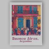 Buenos Aires Argentina Colourful Tango Street Colonial Architecture Travel Poster Canvas Wall Art Print Decor Picture Ready to Hang