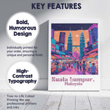 Kuala Lumpur Malaysia Petronas Twin Towers Night Market Travel Poster Canvas Wall Art Print Decor Picture Ready to Hang