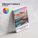 Copenhagen Denmark Colourful Nyhavn Waterfront Harbour Travel Poster Canvas Wall Art Print Decor Picture Ready to Hang
