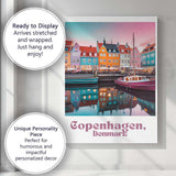 Copenhagen Denmark Colourful Nyhavn Waterfront Harbour Travel Poster Canvas Wall Art Print Decor Picture Ready to Hang