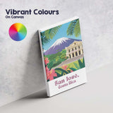 San José Costa Rica Volcano National Theatre Tropical Travel Poster Canvas Wall Art Print Decor Picture Ready to Hang