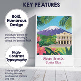 San José Costa Rica Volcano National Theatre Tropical Travel Poster Canvas Wall Art Print Decor Picture Ready to Hang