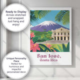 San José Costa Rica Volcano National Theatre Tropical Travel Poster Canvas Wall Art Print Decor Picture Ready to Hang